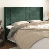 vidaXL Tăblie pat cu aripioare verde &icirc;nchis 163x16x118/128 cm catifea