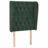 Tăblie pat cu aripioare verde &icirc;nchis 83x23x118/128 cm catifea