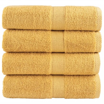 vidaXL Prosoape de baie premium SOLUND, 4 buc., aurii, 30 x 30 cm, 600 g/m&amp;sup2; 137276 foto
