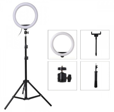 Lampa circulara profesionala Ring Light, suport telefon, telecomanda foto