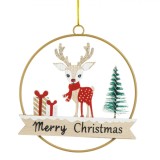 Ornament Crăciun, Model Cerb Roz, Mesaj Merry Christmas, Auriu