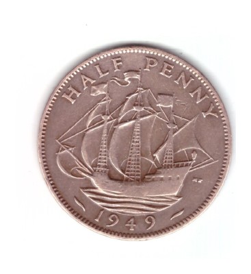 Moneda Marea Britanie 1/2 penny 1949, stare buna, curata foto