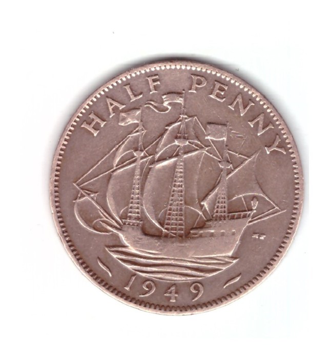 Moneda Marea Britanie 1/2 penny 1949, stare buna, curata