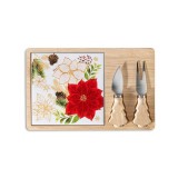 Set platou cutit, furculita servire Craciun 26.5x17 cm, 13.5 cm