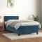 vidaXL Pat box spring cu saltea, albastru &icirc;nchis, 100x200 cm, catifea 3141291