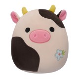 Jucarie de plus, Squishmallows, Vacuta Connor cu floare, 19 cm