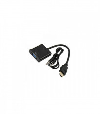 Cablu adaptor HDMI-VGA OEM Tata-Mama 0.2m Jack 3.5mm Negru foto