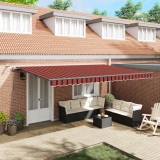 VidaXL Marchiză retractabilă automată cu LED &icirc;n portocalie și maro, 500x300 cm