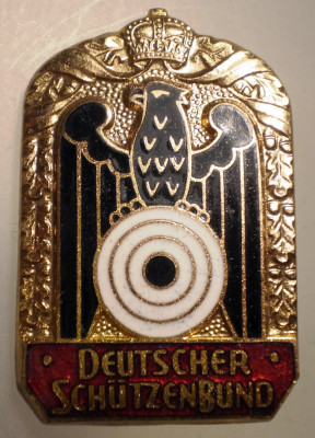 I.332 INSIGNA GERMANIA TIR DSB Deutscher Sch&amp;uuml;tzenbund 44/29mm email foto