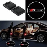 Set 2 Lampi Proiectoare LED Logo Usa Audi S-Line Universale Montaj Adeziv Fibra Carbon
