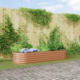 vidaXL Pat de Grădină Ridicat Marron cu Aspect de Lemn 240x80x44 cm Oțel