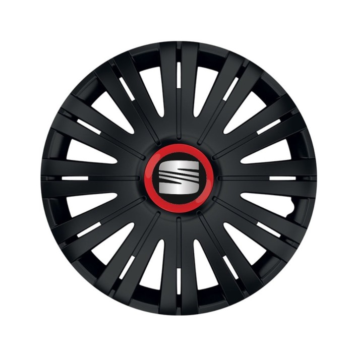 Set 4 capace roti Negre Cu Inel Rosu Active R16 Compatibil Cu Seat