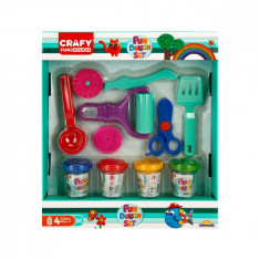 Set de joaca cu 10 piese de design cu plastilina, Crafy, 200 g