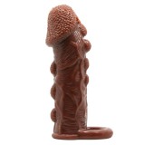 Cumpara ieftin Manșon cu inel pentru testicule BAILE Brave Man, pentru extensia penisului, &icirc;nt&acirc;rzierea ejaculării și stimulare, 14 cm, maro