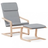 Cumpara ieftin Scaun de relaxare cu taburet, gri deschis, textil