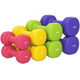HOMCOM Set de 8 Gantere cu Design Hexagonal, Greutăți pentru Sală de Antrenament din Oțel și PU, &Oslash;9x19,5 cm, Multicolore | Aosom Romania