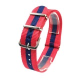 Cumpara ieftin Curea Ceas Textil NATO Barcelona 18mm 20mm 22mm, Rosu/Bleumarin, Time Veranda, Catarama Argintie, 26cm