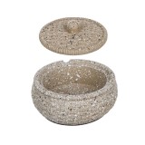 Scrumiera rotunda din ciment, cu capac, model Nisip, 11x5 cm, ATU-087734, Oem