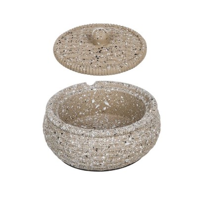 Scrumiera rotunda din ciment, cu capac, model Nisip, 11x5 cm, ATU-087734 foto