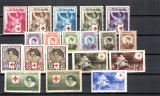 ROMANIA-CRUCEA ROSIE-LOT DE TIMBRE CU URME USOARE DE SARNIERA