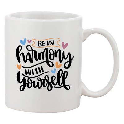 Cana alba personalizata &amp;#039;Be in harmony with yourself&amp;#039;, INOVATIX&amp;reg;. 330ml foto