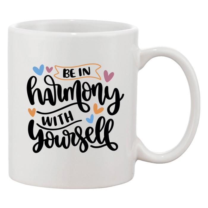Cana alba personalizata &#039;Be in harmony with yourself&#039;, INOVATIX&reg;. 330ml