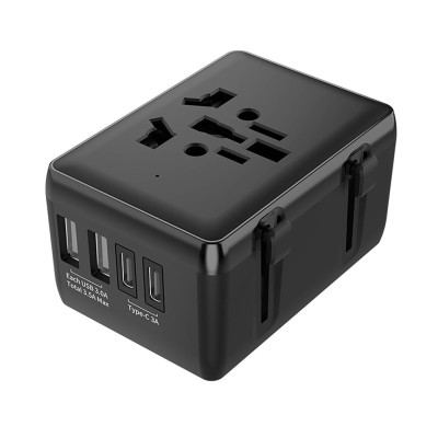 Adaptor priza EU la US, UK, AUS, 2xUSB-C, 2xUSB, Techsuit, HHt204A foto