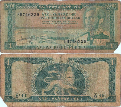 1966, 1 dollar (P-25a) - Etiopia! foto