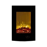 Semineu electric vertical de perete, curbat, 1800W, efect de flacara reala, cu temporizator si telecomanda