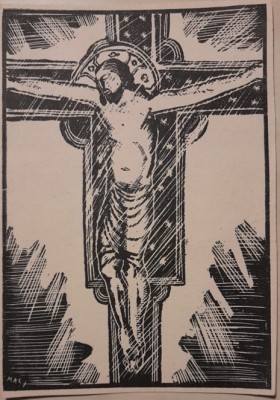 Mac Constantinescu (1900 - 1979), litografie 3 interbelică, 16 x 11 Rastignire foto
