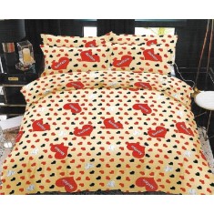 Lenjerie de pat pentru o persoana cu husa de perna patrata, Hsiu Mei, bumbac mercerizat, multicolor