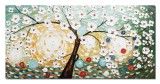 Cumpara ieftin Tablou gigant 3D Copacul vietii cu flori albe, pictat manual 140x70cm ulei pe panza, Marius Maxim