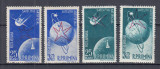 ROMANIA 1958 LP 459 SATELITI ARTIFICIALI CU SUPRATIPAR BRUXELLES SERIE MNH, Nestampilat