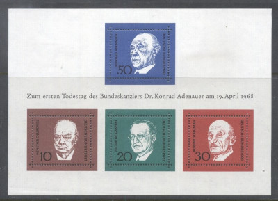 Germany Bundes 1968 Konrad Adenauer perf. sheet Mi.B4 MNH DA.183 foto