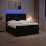 Cumpara ieftin Pat cu arcuri LED si saltea Negru 180 x 200 cm Catifea