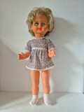 Papusa Aradeanca 57cm, par scurt blond, ochi albastri, anii 70-80,