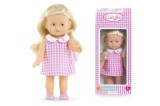 Papusa Simba Mini Corolline Rosy 20cm, Par Blond Matasos, Rochie in Carouri, Corp Moale Vinil, Parfum Vanilie, Albastra