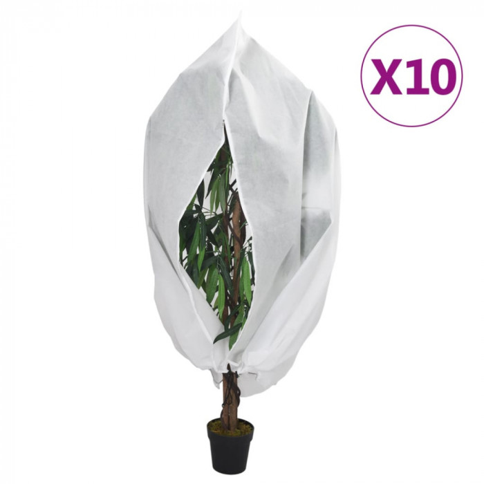 vidaXL Protecții fleece plante, fermoar, 10 buc, 70 g/m&sup2; 1,55x1,55 m