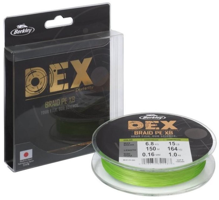 Fir Berkley DEX Braid x8, Chartreuse, 7.9kg, 0.10mm, 150m