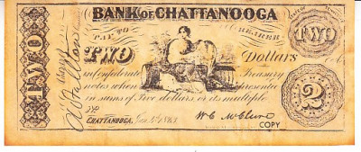 M1 R - Bancnota America - Chatanooga - 2 dolari - 1863 foto
