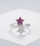 Cumpara ieftin Inel deschis din Argint 925 , zStarlight Duo, - Cu Doua Stele Pavate cu Zirconiu Roz E i Alb