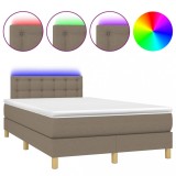 Cumpara ieftin Pat cu arcuri, saltea si LED, gri taupe, 120x200 cm, textil