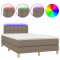 Pat cu arcuri, saltea si LED, gri taupe, 120x200 cm, textil