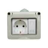 Priza Schuko aplicata cu intrerupator, 16A, 250V, IP55, Breckner Germany