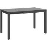 Outsunny Masă de Grădină Extensibilă de 85/125x70x73 cm, Masă de Dining pentru 4-6 Persoane din Aluminiu cu Blat din Sticlă, Pentru Patio, Terasă, Bal