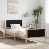 vidaXL Cadru de pat cu headboard Negru 90 x 200 cm țesătură 878356