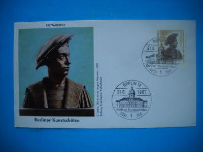 HOPCT PLIC S FDC 817 BUST TANAR BARBAT SCULPTURA C MEIT BERLIN 1967-GERMANIA foto