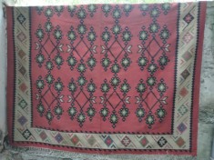 330 x 240 cm Covor original vechi rom&acirc;nesc tradițional lucrat manual la razboi