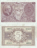 1944 (23 XI), 5 lire (P-31c) - Italia!