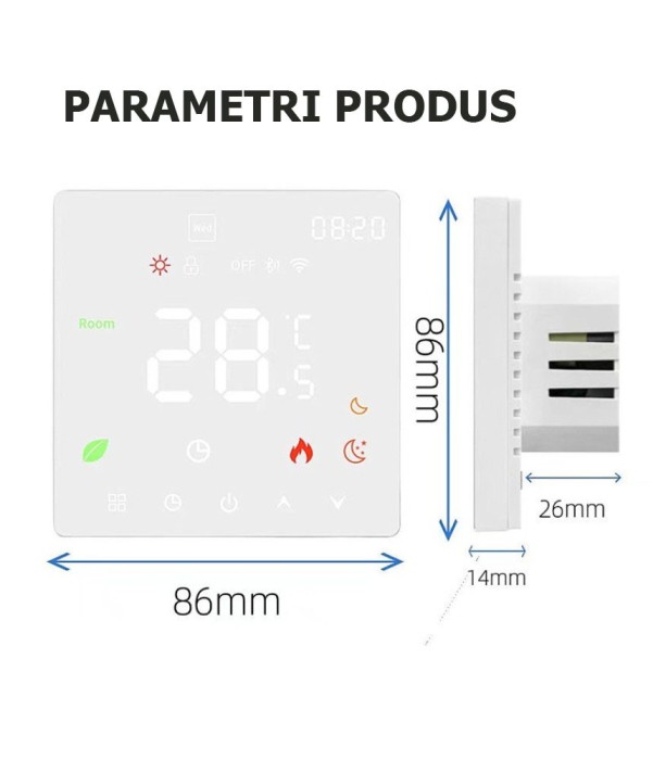 Termostat inteligent perete WiFi pentru Pardoseala